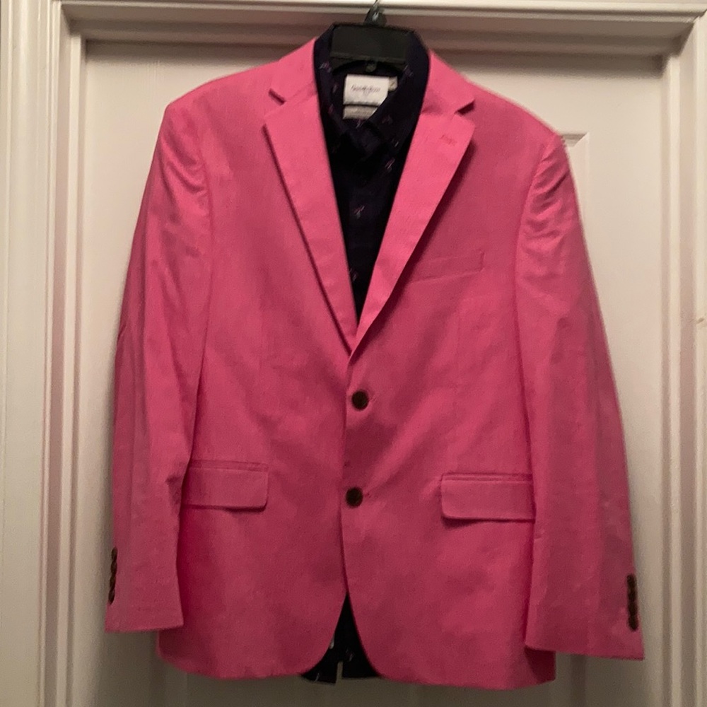 Pink Blazer and Navy shirt (with flamingos)